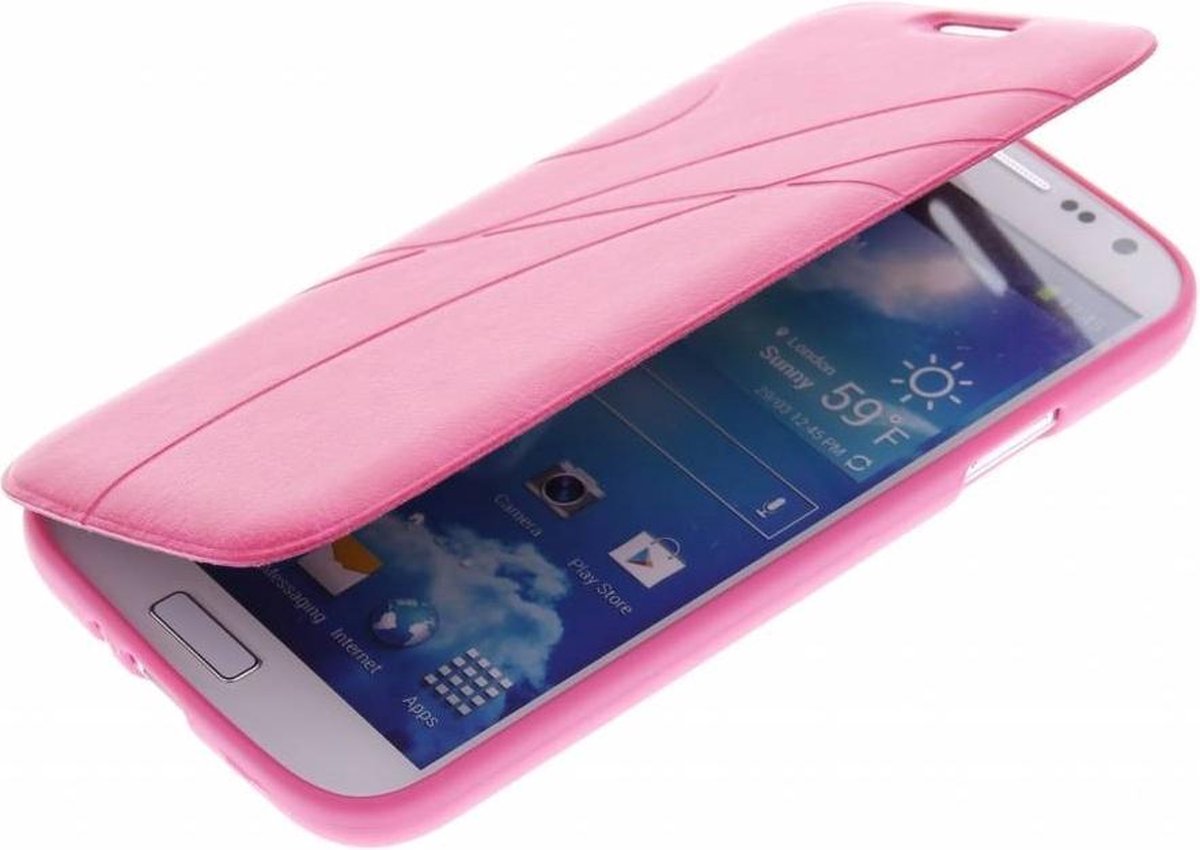 Roze TPU Book Case Flip Cover Hoesje Lijn Motief Samsung Galaxy Grand 2