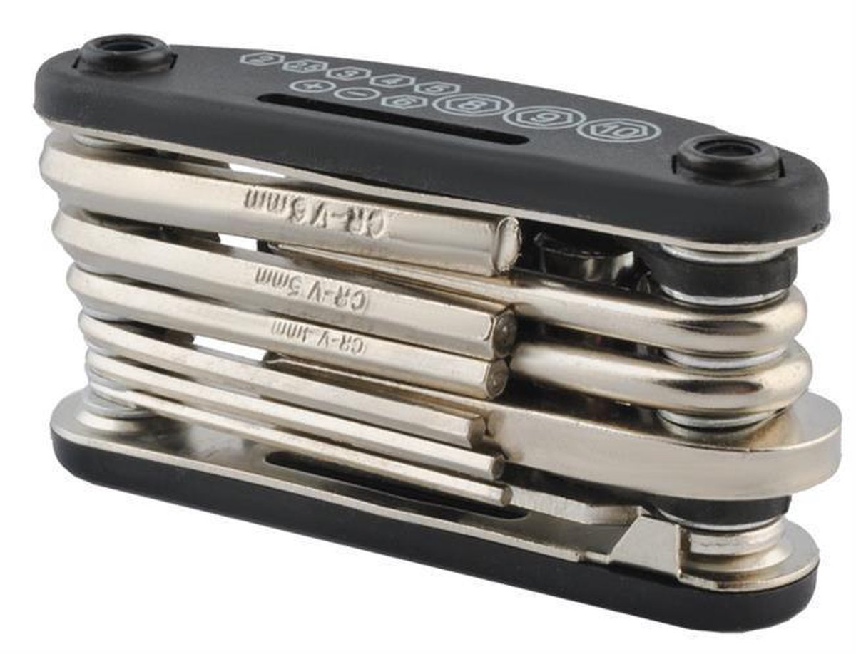 VeloChampion Fiets Multitool 14in1 Compacte Fiets Reparatie Kit | Inbussleutels, Spaaksleutel, Schroevendraaier, Bandenlichter, Flesopener | Draagbaar Gereedschap Opbergkoffer