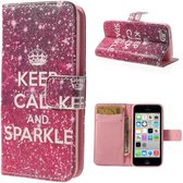 PU Leren Wallet iPhone 5C - Keep Sparkling
