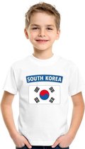 T-shirt met Zuid Koreaanse vlag wit kinderen L (146-152)