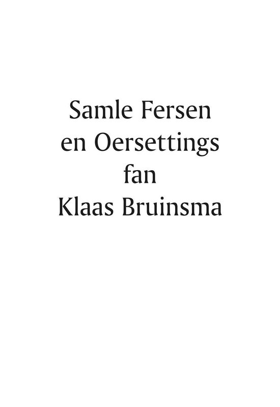 Samle fersen en Oersettings fan Klaas Bruinsma - cover