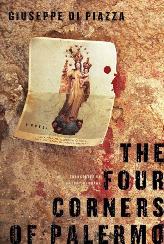 Boekomslag met een afbeelding van Madonna en kind op een verweerde achtergrond, titel The Four Corners of Palermo.