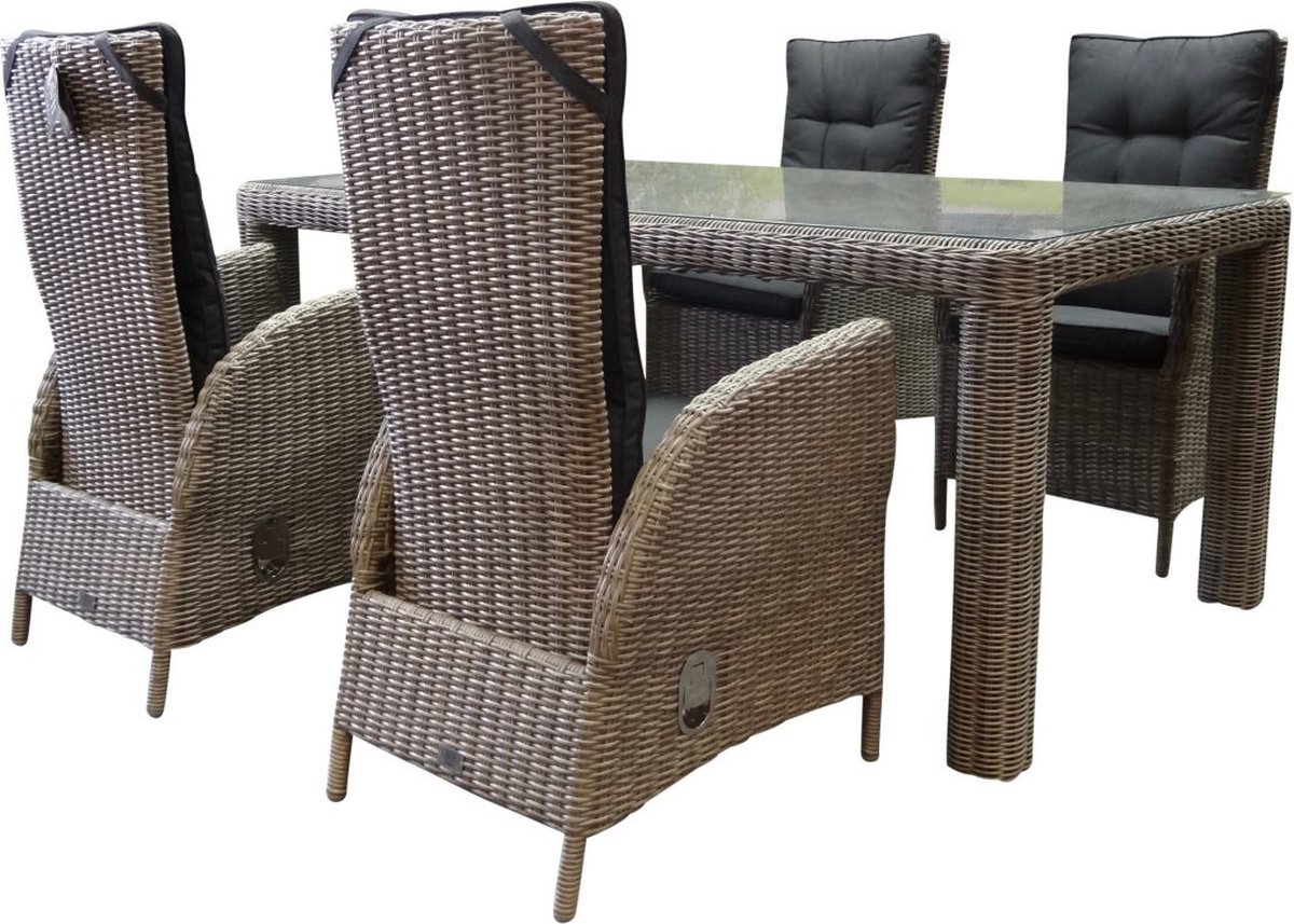 Bergamo Menorca dining tuinset 180x100xH75 cm verstelbaar 5-delig grijs