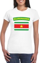 T-shirt met Surinaamse vlag wit dames XS