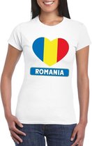 Roemenie hart vlag t-shirt wit dames XS