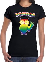 Yoehoe gay pride t-shirt met knipogende uil zwart voor dames S