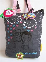 LOVE IS... Orginele Shopper Schoudertas Grijs met roze heel leuk!