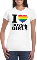 I love boys & girls regenboog t-shirt wit dames XL