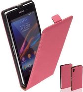 TCC Luxe Leder hoesje Sony Xperia Z1 Flip Case/Cover - Roze