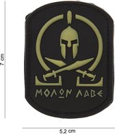 Embleem 3D PVC Molon Labe Spartan zwart