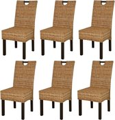 Eetkamerstoelen 6 stuks Kubu rattan mangohout (3x243638) (incl. vloerviltjes)