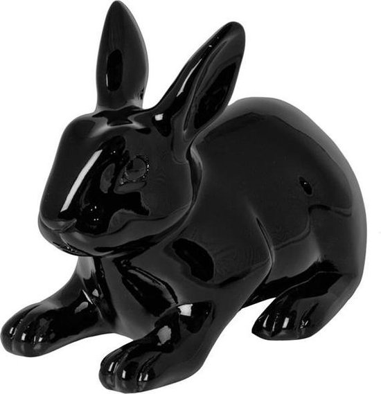 konijn fiberstone 21 cm decoratie hoogglans zwart | bol.com