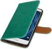 Zakelijke Book Case Telefoonhoesje Geschikt voor Huawei Honor 6X - Portemonnee Hoesje - Pasjeshouder Wallet Case - Groen