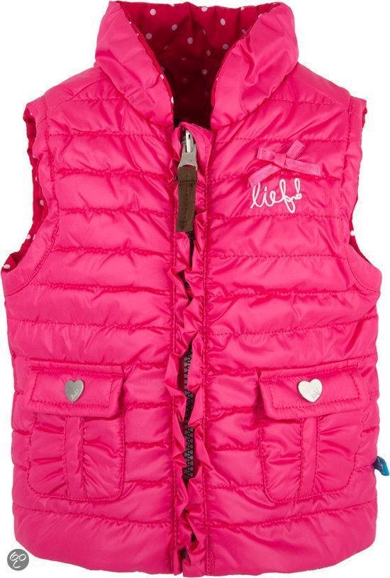 lief! Meisjes Bodywarmer Bright Pink - Maat 128 | bol.com