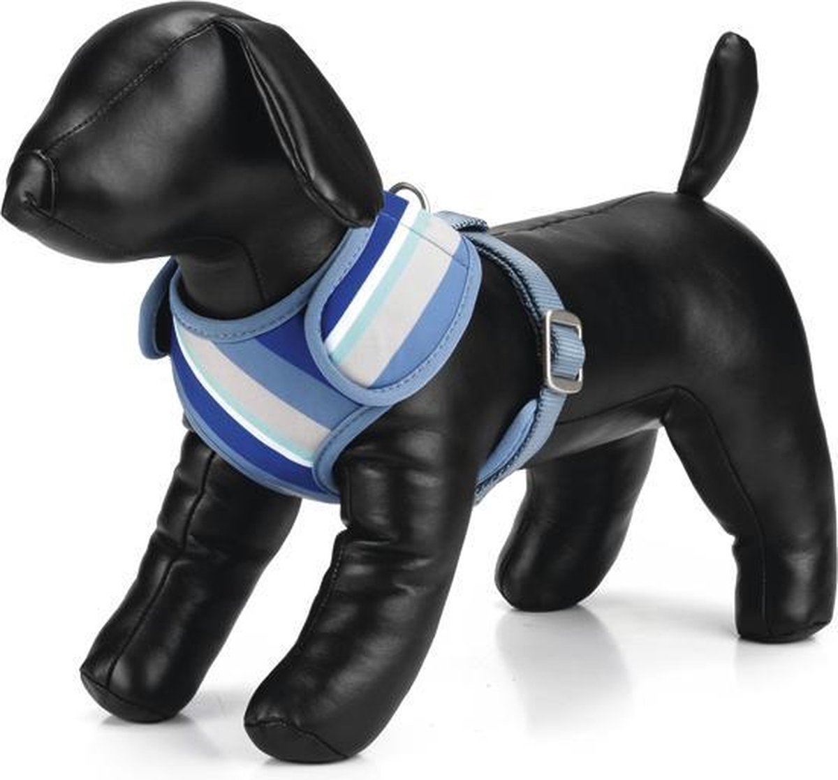 Polyester borsttuig Diago. Blauw, verstelbaar.