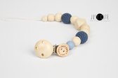Just Cute - houten kralen speenkoord - jeans blauw - bo