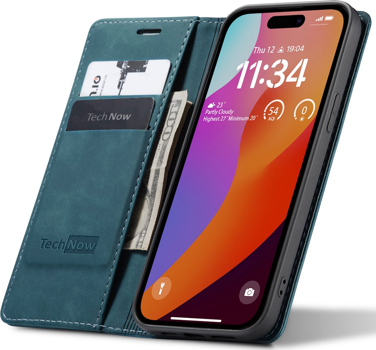 Hoesje geschikt voor iPhone 15 Pro Max - Book Case Leer Slimline Blauw