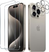 iPhone 15 Pro Screen Protector en Camera lens protector/ Tempered glass Screen protector voor iPhone 15 Pro - Beschermglas - Glasplaatje - 2+2 stuks
