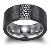 Magnetox X Kingka - Reptile Design - Ring - Carbone Zwart + Argent Antique Mat - Acier Inoxydable - Homme - 68 mm