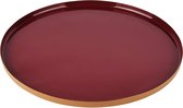 Dekoratief | Dienblad rond, rood/goud, metaal, 29x29x2cm | A228191