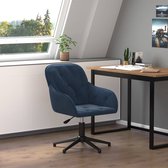 The Living Store Kantoorstoel Velvet - Blauw 56x61.5cm - Draaibaar - Verstelbare Hoogte