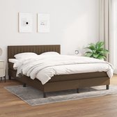 The Living Store Boxspringbed - Donkerbruin - 193 x 144 x 78/88 cm - Pocketvering matras - Middelharde ondersteuning - Huidvriendelijk topmatras - Montagehandleiding - 1 x bedframe - 1 x hoofdeind - 1 x matras - 1 x topmatras