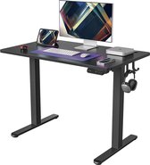 Elektrisch in hoogte verstelbaar bureau, bartafel 100 x 60 cm, sta-bureau voor thuis en op kantoor met scheidingsbord, zwart frame/zwarte afwerking