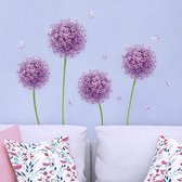 Muurstickers 6 Groot Purper Paardebloemen Muurtattoo Allium Bloem Wanddecoratie Slaapkamer Huiskamer Kantoor