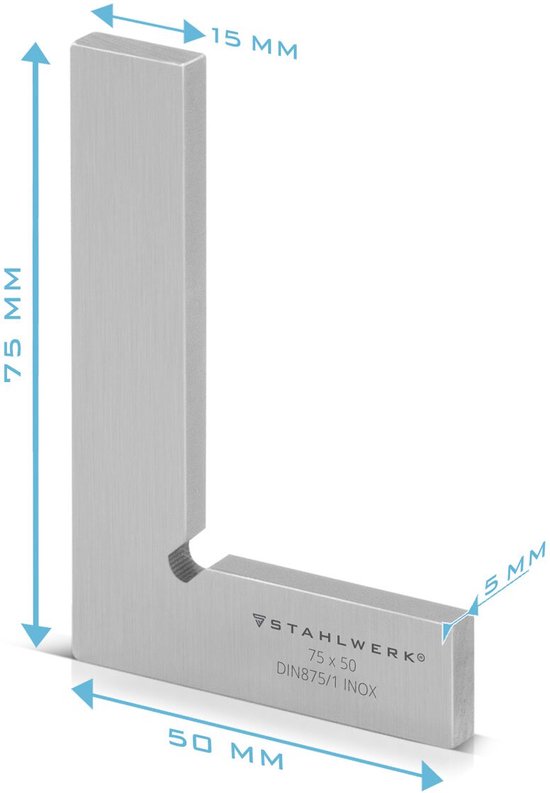 STAHLWERK carré 90° jeu de 6 angles de contrôle DIN 875/1 / angle de serrurier / angle d'arrêt / angle de précision en acier inoxydable