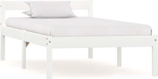 The Living Store Bedframe Grenenhout - 90 x 200 cm - wit