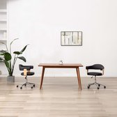 The Living Store Draaibare Eetkamerstoelen - Set van 2 - Zwart - Kunstleer - 49.5 x 51.5 x (94.5 - 115.5) cm - Verstelbaar