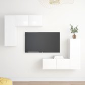 The Living Store Televisiemeubelset - Hoogglans Wit - 80x30x30cm / 30.5x30x90cm