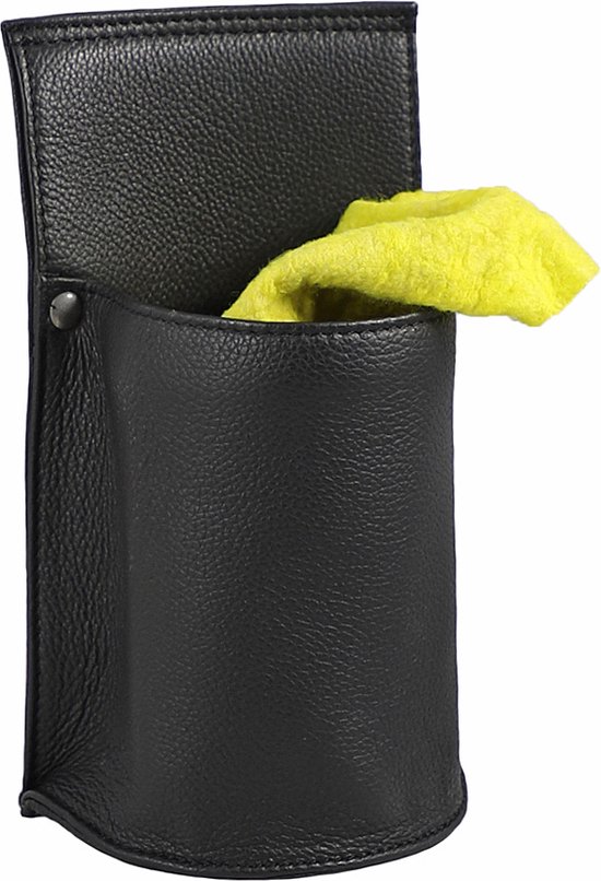 Houtkamp Leren Horeca Poetsdoekholster - Riem Holster voor Poetsdoek - Robuust Nappa Leer - Zwart