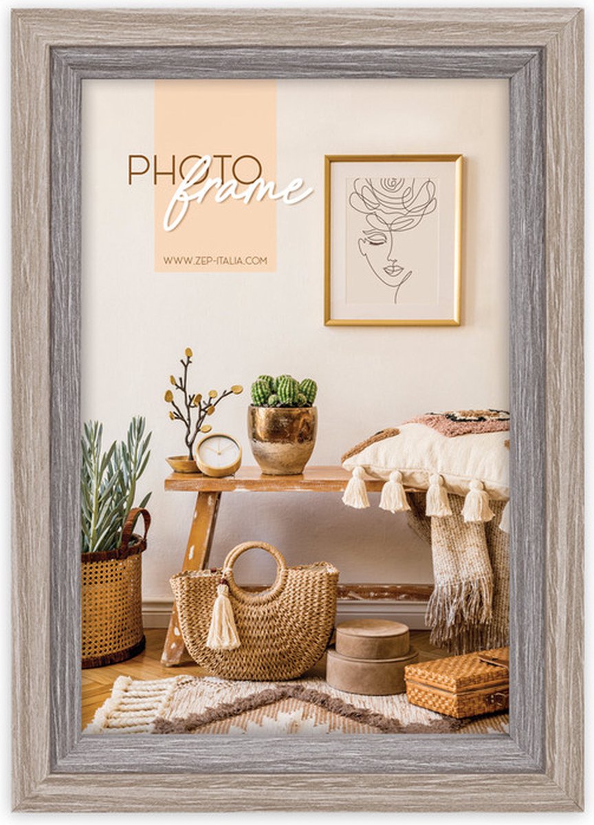 ZEP - Houten Fotolijst Zara A in bruin / grijs voor foto 20x25 cm - VZ681A