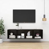 Meuble TV The Living Store - Noir brillant - 37 x 37 x 142,5 cm - Aggloméré