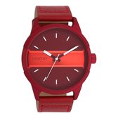 OOZOO Timepieces - Dahlia/vuur rode OOZOO horloge met dahlia rood leren band - C11231