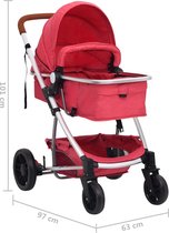 vidaXL Kinderwagen 3-in-1 aluminium rood