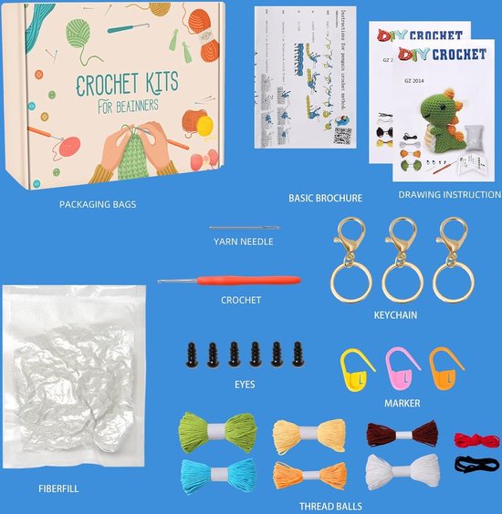 Kit complet de crochet pour débutants, animaux, kit de tricot au crochet  pour
