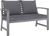 The Living Store Tuinbank Acaciahout - Grijs - 120 x 60.5 x 81 cm - Met kussens