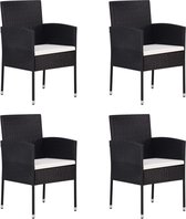 The Living Store Buitenstoelen Poly Rattan - 52x56x88 cm - Zwart+Cremewit