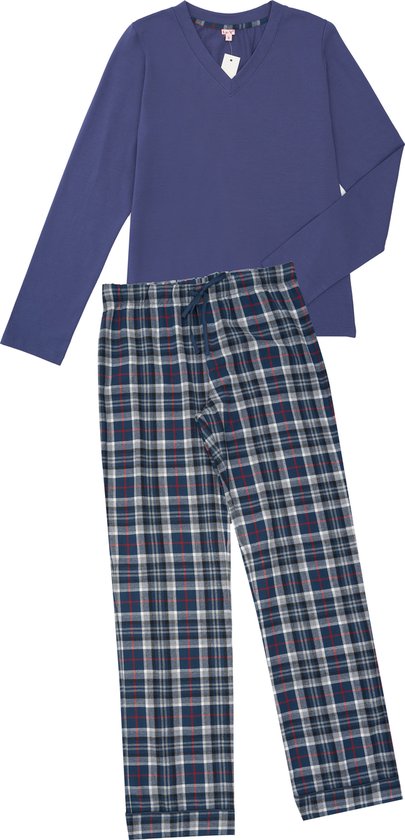 La-V pyjamasets voor dames met geruite flanel broek