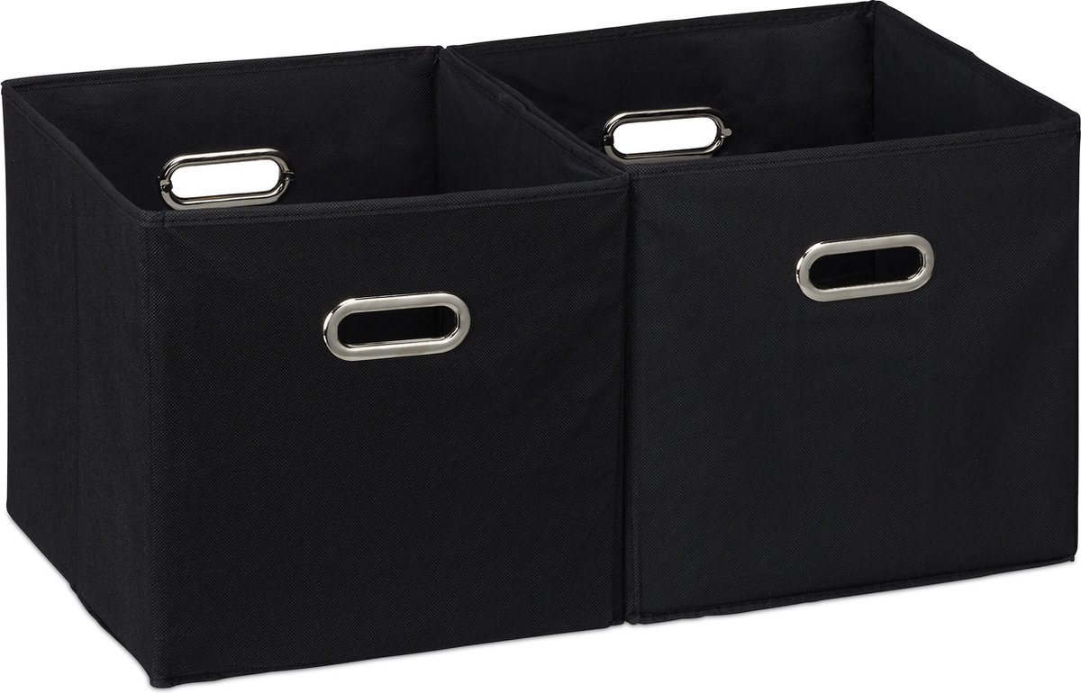 opbergbox - set van 2 - opvouwbaar - 32 x 33 x 33 cm - badkamer - zwart