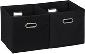 Relaxdays Opbergmand set van 2 - zwarte opbergers - opbergbox met handgrepen - stof