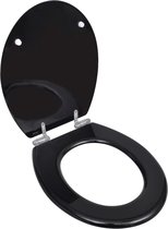 The Living Store Toiletbril - Soft-Close - Zwart - Totale afmetingen- 45 x 36 x 5 cm - Zitting- 42.5 x 36 cm - MDF - Chroom-zinklegering - Verstelbare scharnieren