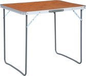 Table de camping pliante The Living Store - 80x60x70 cm - Aluminium/MDF/métal - Capacité de charge 30-50 kg