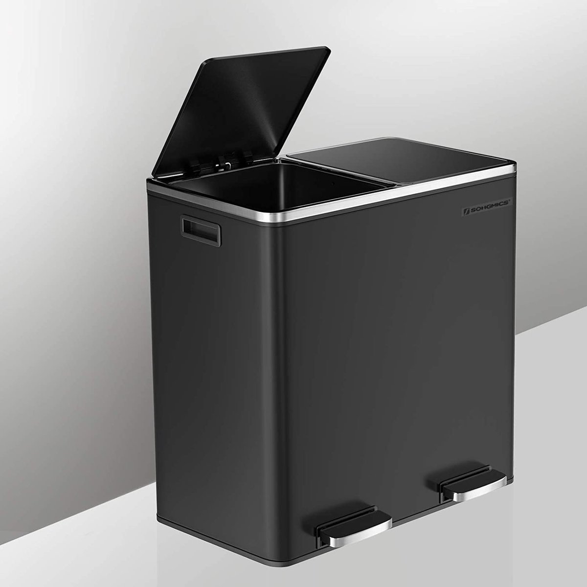 Vuilnisbak - Pedaalemmer - 60 liter (2 x 30 L) - Zwart