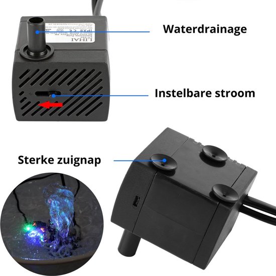 Bolture Fonteinpomp met Verlichting - Dompelpomp Vuil Water