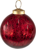 HAES DECO - Kerstbal - Formaat Ø 7x7 cm - Kleur Rood - Materiaal Glas - Kerstversiering, Kerstdecoratie, Decoratie Hanger, Kerstboomversiering