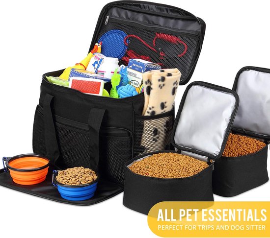 sac de voyage pour chiens et chats, ensemble comprenant un sac isotherme  avec | bol