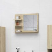 The Living Store Wandspiegel Sonoma Eiken - 60 x 10.5 x 45 cm - 3 schappen